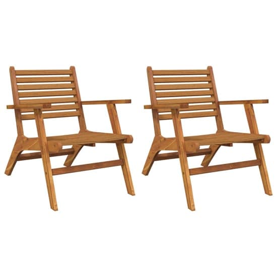 Bologna Natural Solid Acacia Wood Garden Chairs In Pair_1