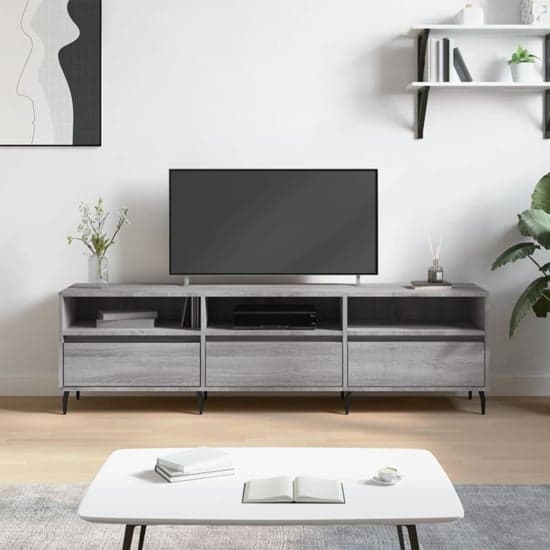 Bonn Wooden TV Stand With 3 Drawers In Grey Sonoma Oak_1