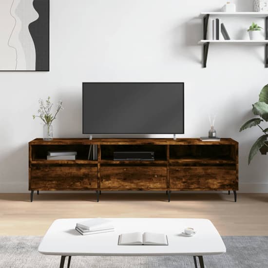 Bonn Wooden TV Stand With 3 Drawers In Smoked Oak_1