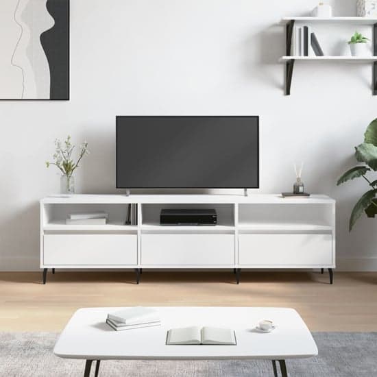 Bonn Wooden TV Stand With 3 Drawers In White_1