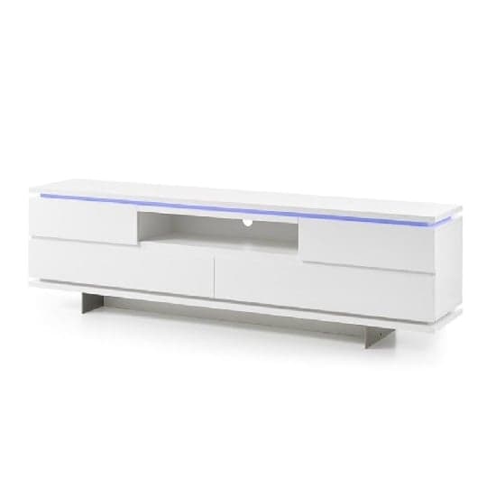Boomer TV Stand In Matt White With 4 Drawers And LED Lighting_4