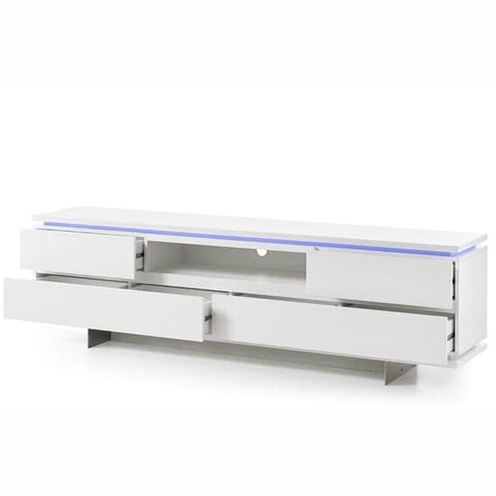 Boomer TV Stand In Matt White With 4 Drawers And LED Lighting_2