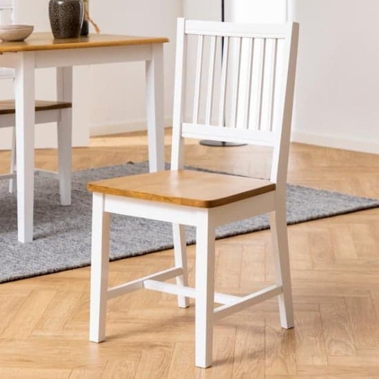 Boral Oak And White Wooden Dining Chairs In Pair_4