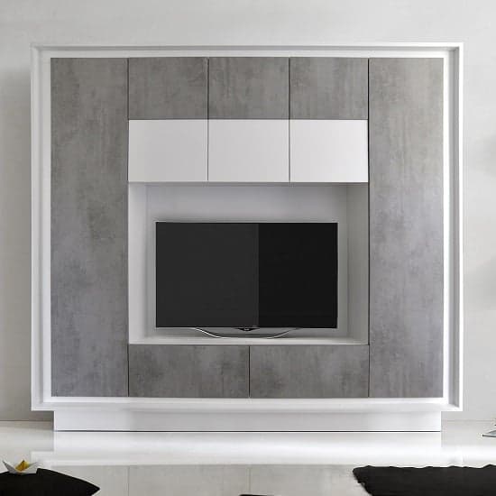 Borden Modern Entertainment Wall Unit In Cement Grey And White_1