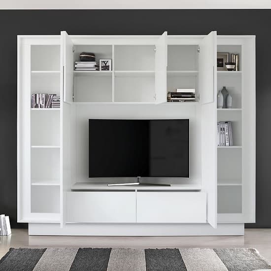 Borden Modern Entertainment Wall Unit In Matt White Furniture in Fashion
