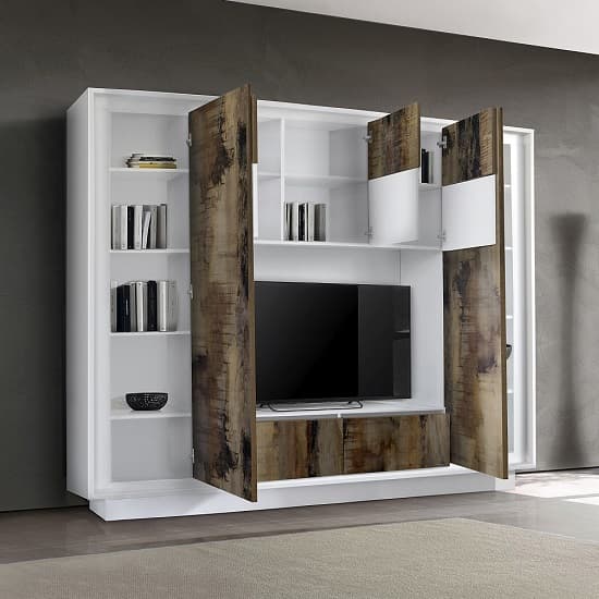 Borden Modern Entertainment Wall Unit In White And Pero Furniture in