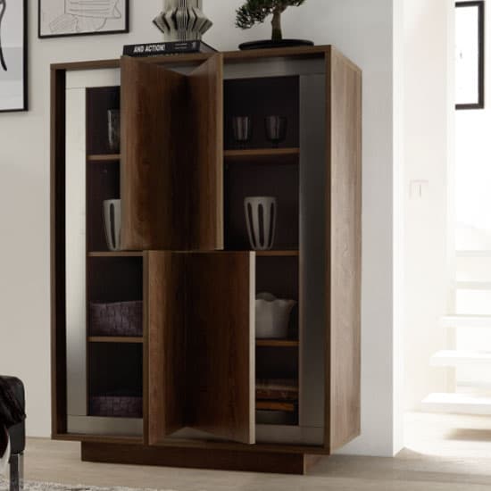 Borden Wooden Highboard In Cognac Oak Furniture in Fashion