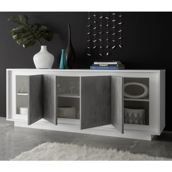 Borden Wooden Sideboard In Matt White And Cement Effect Furniture in