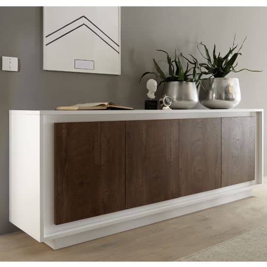 Borden Wooden Sideboard In Matt White And Cognac Oak Furniture in Fashion