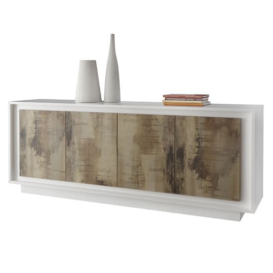 Borden Wooden Sideboard In Matt White And Pero Oak Furniture in Fashion