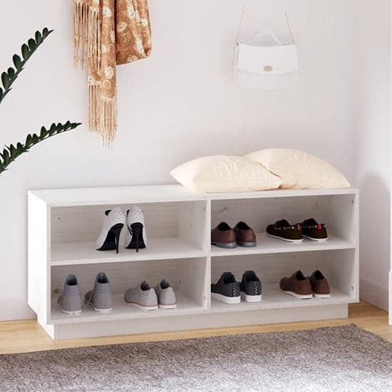 Boris Pinewood Shoe Storage Bench With Shelves In White_1