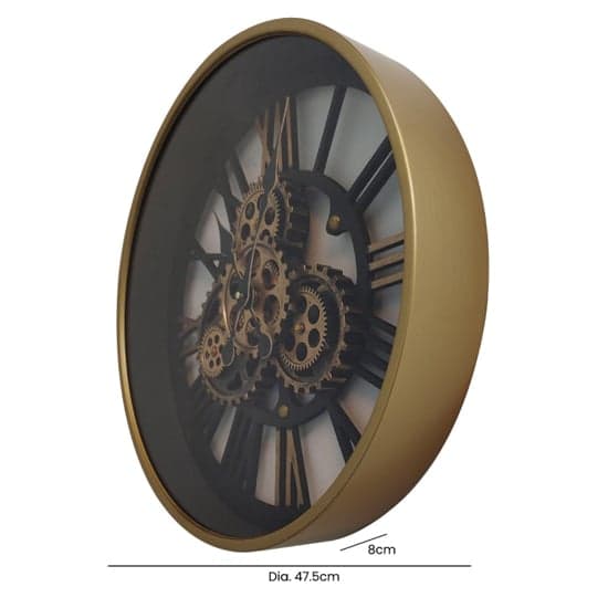 Bormio Metal Wall Clock In Gold With Black Gears_2
