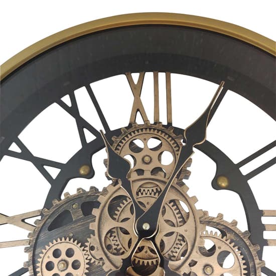 Bormio Metal Wall Clock In Gold With Black Gears_3