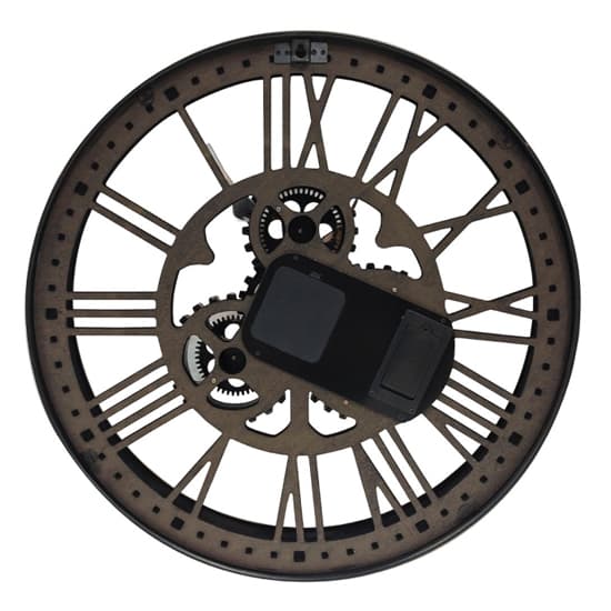 Bormio Metal Wall Clock In Gold With Black Gears_4
