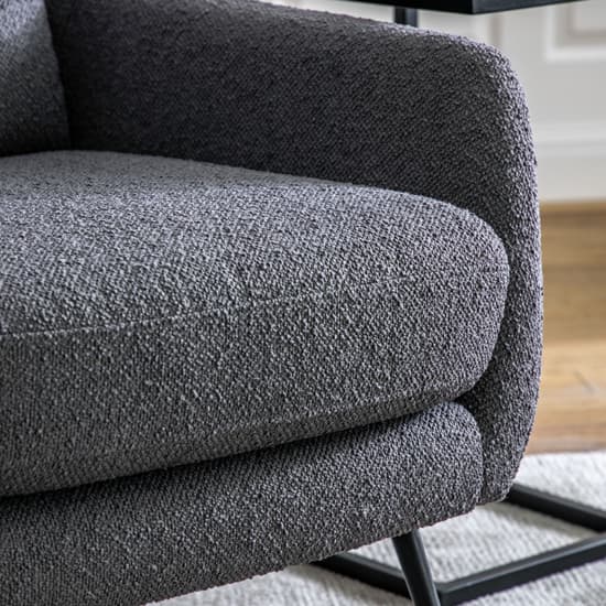 Bossier Linen Fabric Armchair In Dark Grey With Black Legs_2
