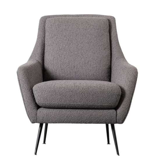 Bossier Linen Fabric Armchair In Dark Grey With Black Legs_3
