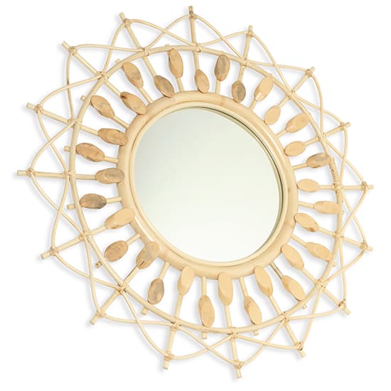 Bouake Round Wall Mirror In Natural Rattan Frame_2