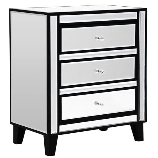 Boulejo Mirrored Chest Of 3 Drawers In Silver And Black_1
