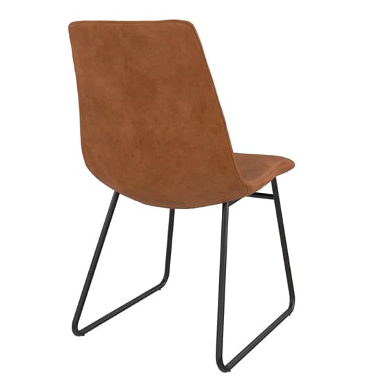 Bowdon Caramel Leather Dining Chairs With Black Frame In Pair_5