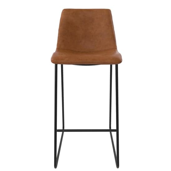 Bowdon Leather Bar Chair With Black Frame In Caramel_2