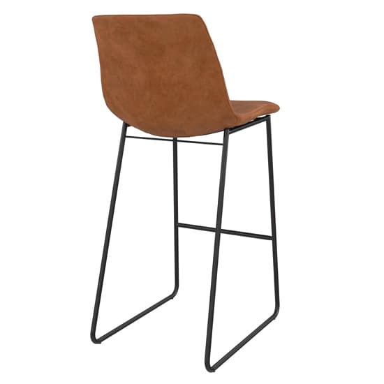 Bowdon Leather Bar Chair With Black Frame In Caramel_5
