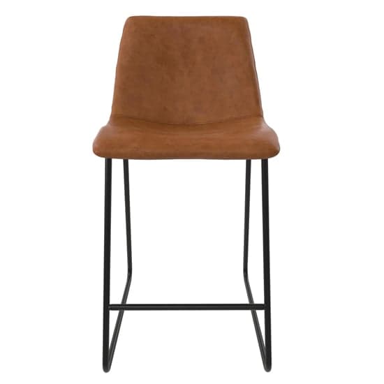 Bowdon Leather Counter Bar Chair With Black Frame In Caramel_2