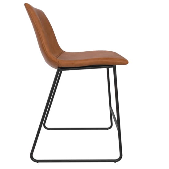 Bowdon Leather Counter Bar Chair With Black Frame In Caramel_4