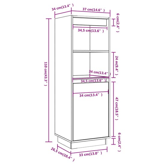 Bowie Pine Wood Storage Cabinet With 1 Door In Honey Brown_6