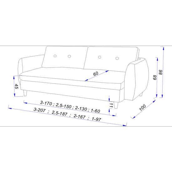 Bozo Fabric 2 Seater Sofa In White_6