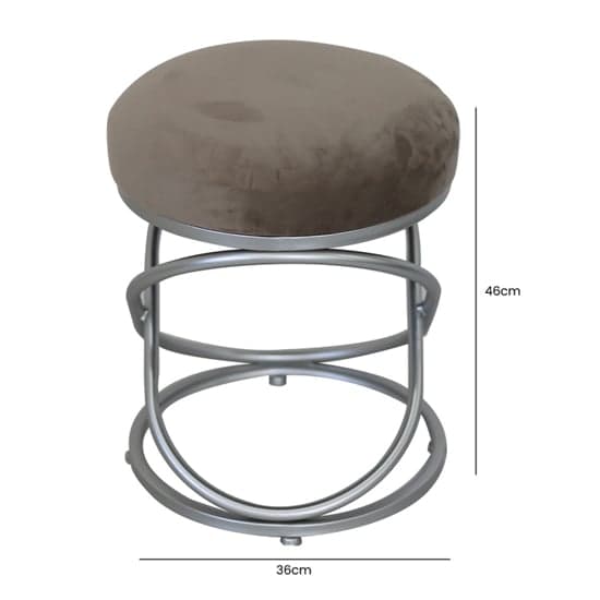 Braga Velvet Rizzo Stool In Taupe With Matte Silver Legs_2