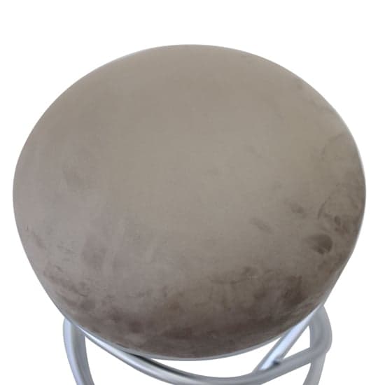 Braga Velvet Rizzo Stool In Taupe With Matte Silver Legs_3