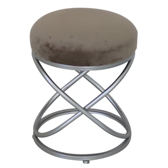 Braga Velvet Rizzo Stool In Taupe With Matte Silver Legs_1