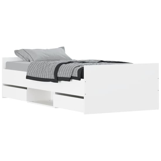 Braga Wooden Single Bed With Drawers In White Furniture in Fashion