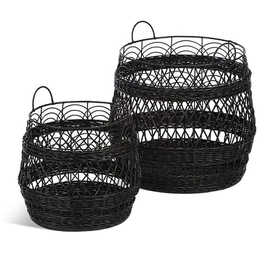 Braila Set Of 2 Rattan Storage Baskets In Black_2