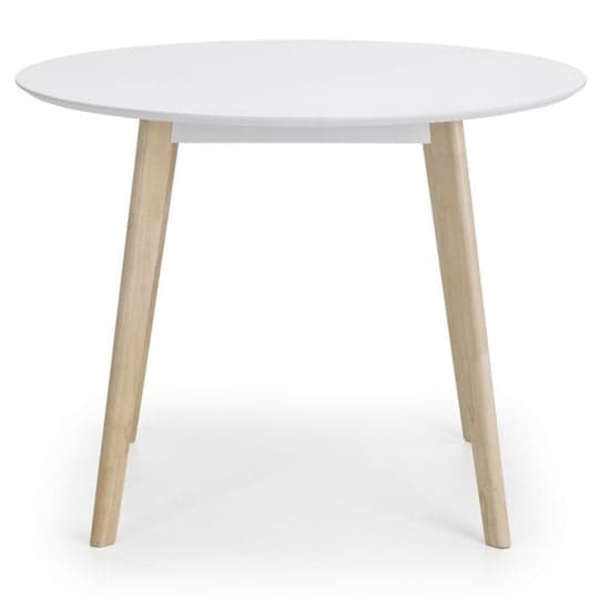 Calah Round Wooden Dining Table In White With Oak Legs_2