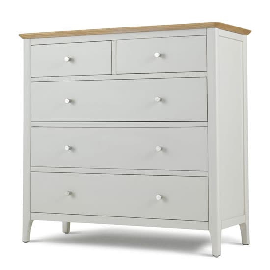 Brandy Chest Of Drawers In Off White And Oak With 5 Drawers_2