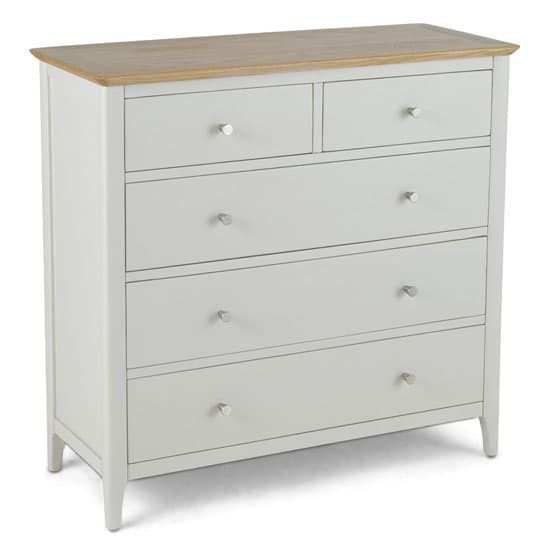 Brandy Chest Of Drawers In Off White And Oak With 5 Drawers_1