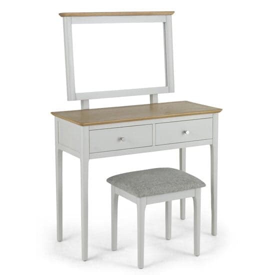 Brandy Wooden 3Pc Dressing Table Set In Off White And Oak_2