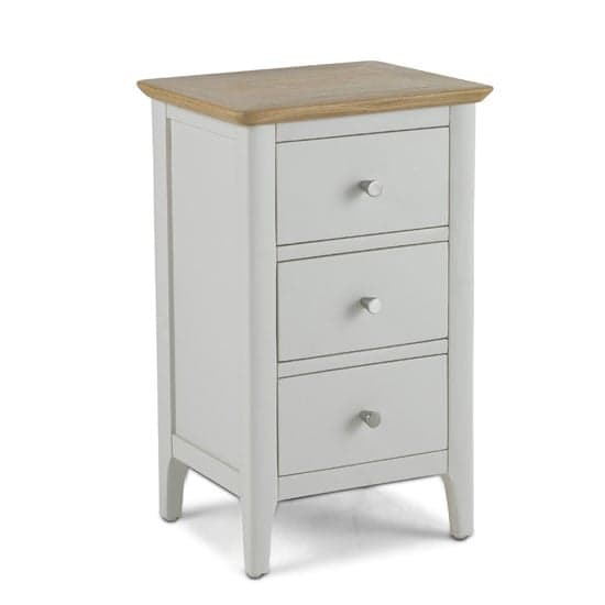 Brandy Wooden Bedside Cabinet In Off White And Oak With 3 Drawer_2