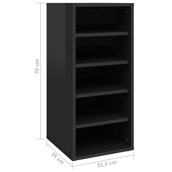 Branko High Gloss Shoe Storage Rack With 5 Shelves In Black_4