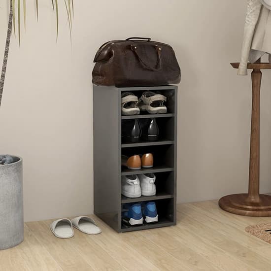 Branko High Gloss Shoe Storage Rack With 5 Shelves In Grey_2