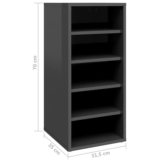 Branko High Gloss Shoe Storage Rack With 5 Shelves In Grey_6