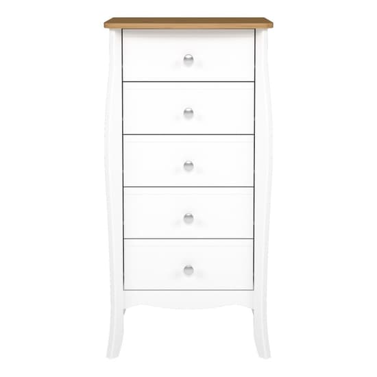 Braque Wooden Chest Of 5 Drawers Narrow In Pure White Coffee_2