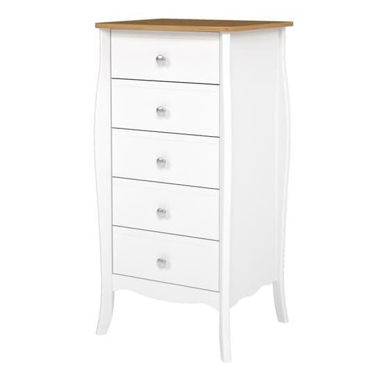 Braque Wooden Chest Of 5 Drawers Narrow In Pure White Coffee_3