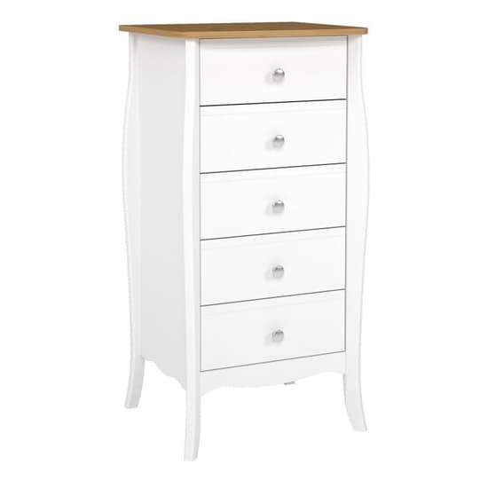 Braque Wooden Chest Of 5 Drawers Narrow In Pure White Coffee_1