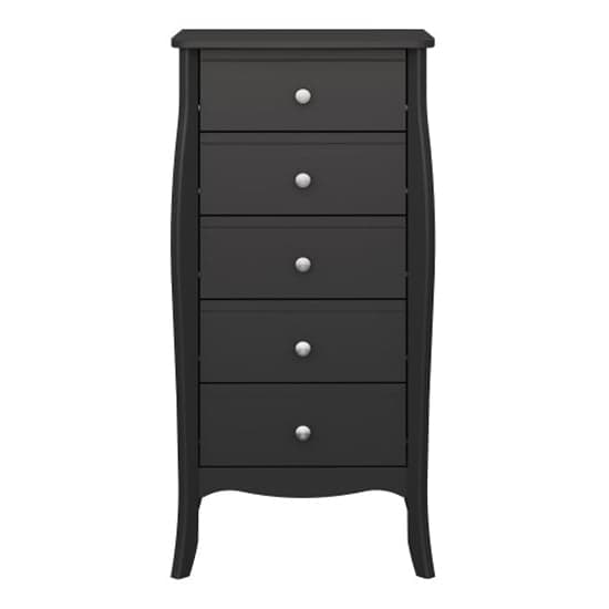 Braque Narrow Wooden Chest Of 5 Drawers In Black_2