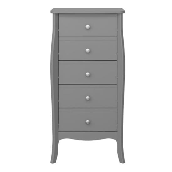 Braque Narrow Wooden Chest Of 5 Drawers In Grey_2