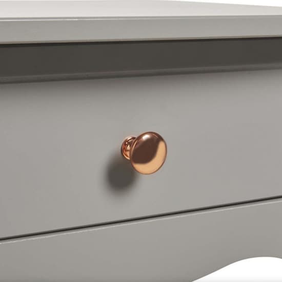 Braque Wooden Bedside Table In Grey With Rose Gold Handles_3