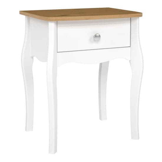 Braque Wooden Bedside Table In Pure White Iced Coffee_2