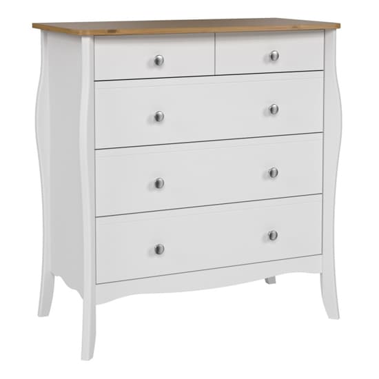 Braque Wooden Chest Of 5 Drawers In Pure White Iced Coffee_2
